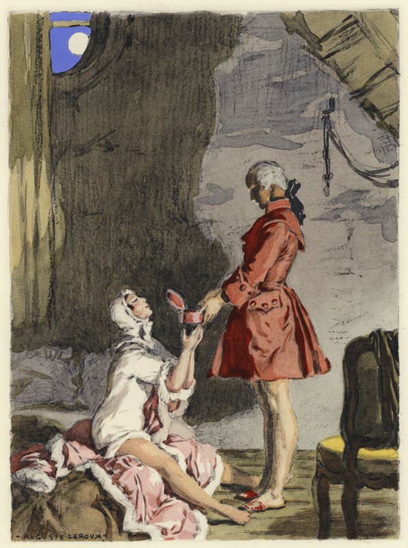 Ilustración para las memorias de Casanova (litografía en color) de Jules Marie Auguste Leroux