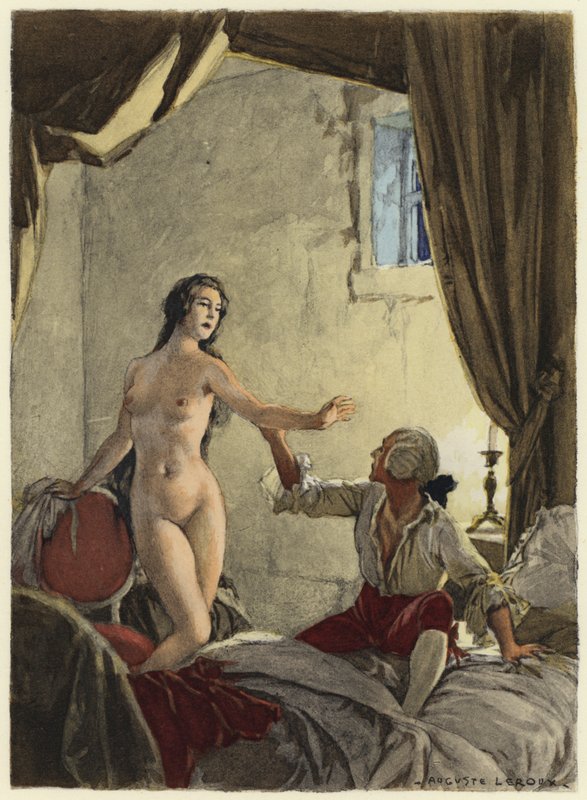 Ilustración para las memorias de Casanova (litografía en color) de Jules Marie Auguste Leroux