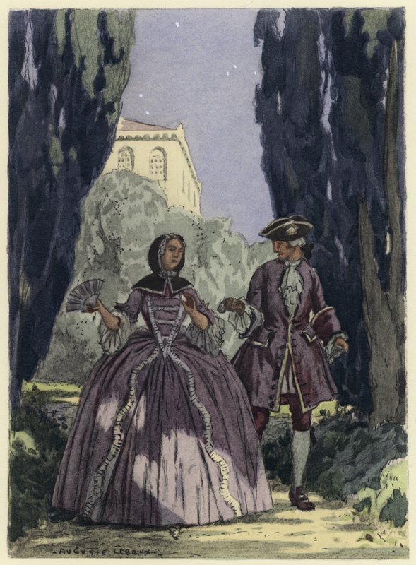 Ilustración para las memorias de Casanova (litografía en color) de Jules Marie Auguste Leroux