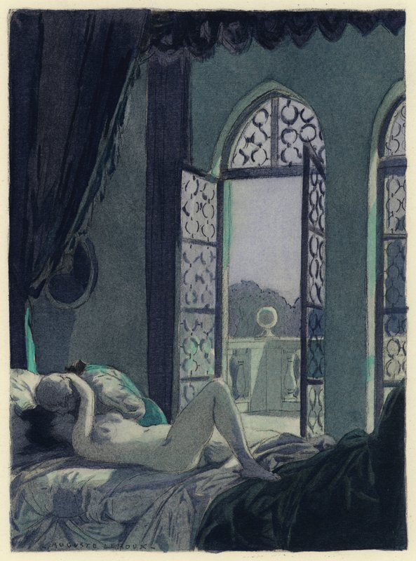 Ilustración para las memorias de Casanova (litografía en color) de Jules Marie Auguste Leroux
