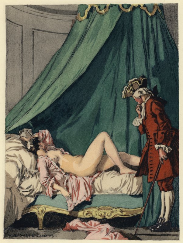 Ilustración para las memorias de Casanova (litografía en color) de Jules Marie Auguste Leroux