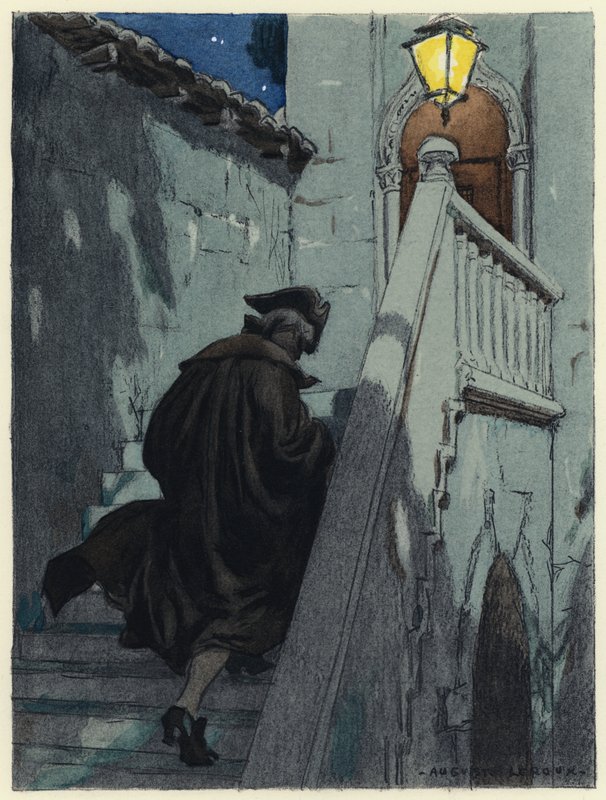 Ilustración para las memorias de Casanova (litografía en color) de Jules Marie Auguste Leroux