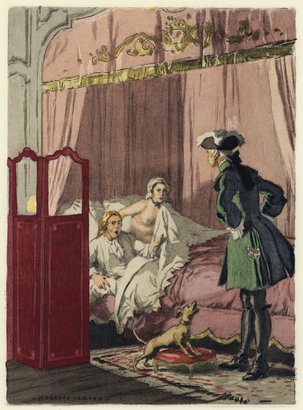 Ilustración para las memorias de Casanova (litografía en color) de Jules Marie Auguste Leroux
