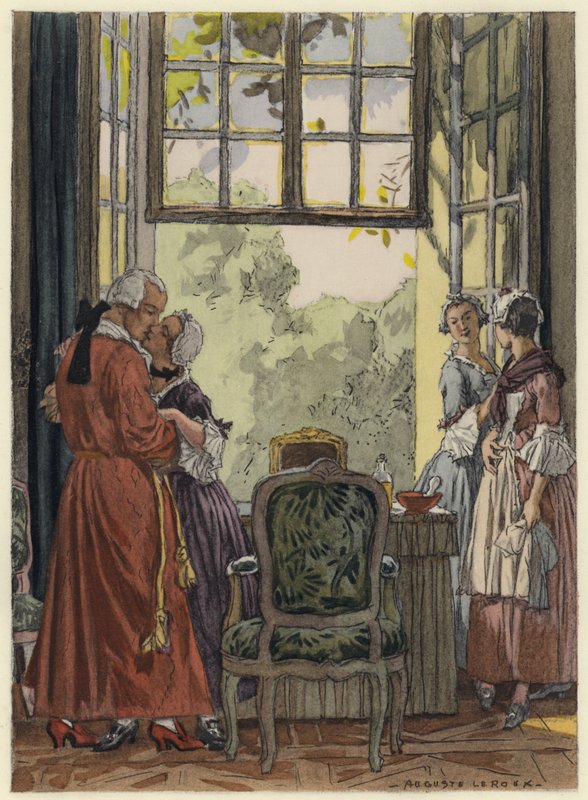 Ilustración para las memorias de Casanova (litografía en color) de Jules Marie Auguste Leroux