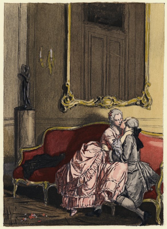 Ilustración para las memorias de Casanova (litografía en color) de Jules Marie Auguste Leroux