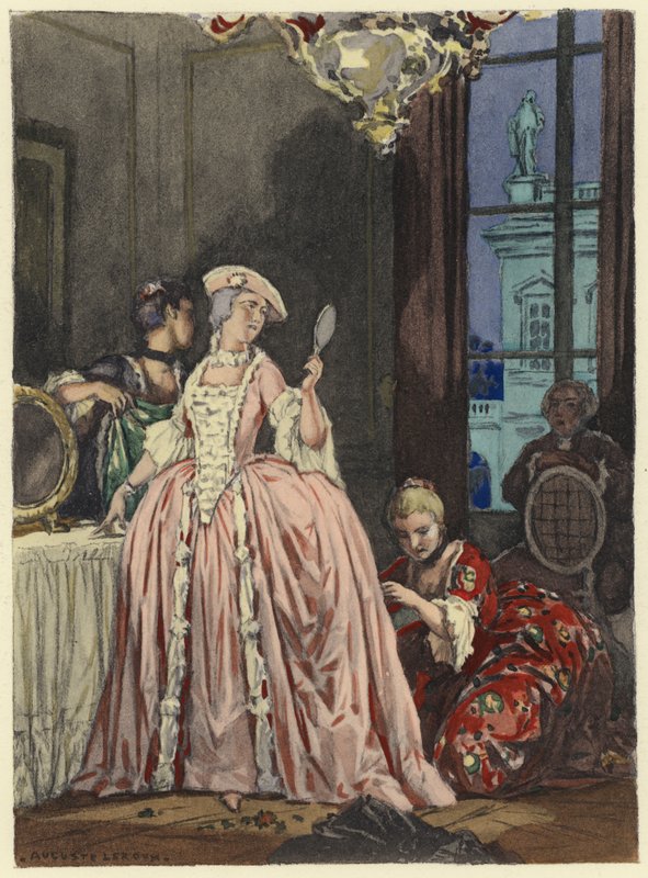 Ilustración para las memorias de Casanova (litografía en color) de Jules Marie Auguste Leroux