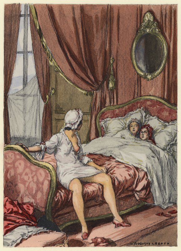 Ilustración para las memorias de Casanova (litografía en color) de Jules Marie Auguste Leroux