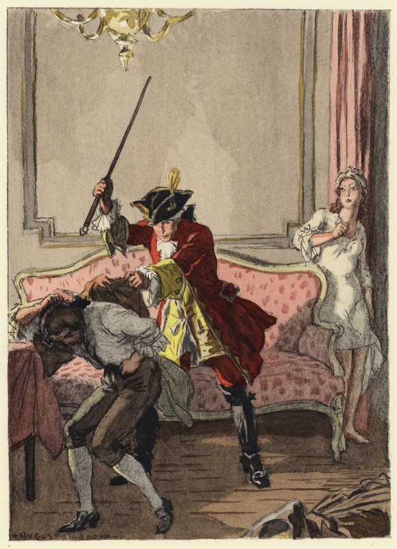 Ilustración para las memorias de Casanova (litografía en color) de Jules Marie Auguste Leroux