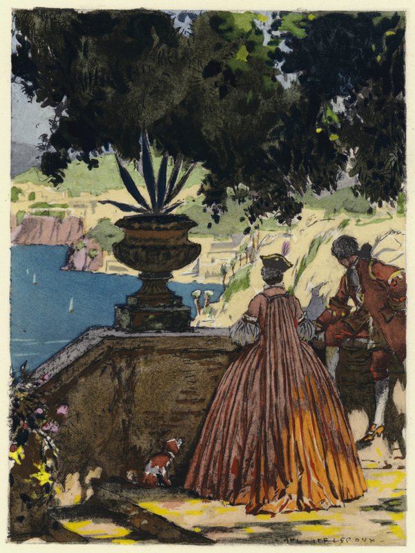 Ilustración para las memorias de Casanova (litografía en color) de Jules Marie Auguste Leroux