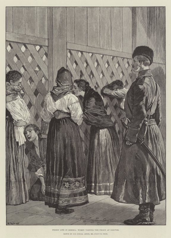 Vida en prisión en Siberia, mujeres visitando la prisión en Irkutsk de Julius Mandes Price