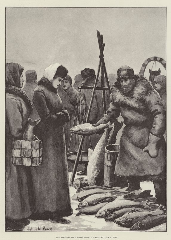 Los Descubrimientos de Oro en Klondike, un Mercado de Pescado en Alaska de Julius Mandes Price