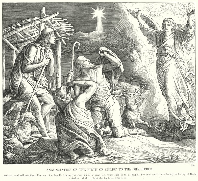 Anunciación del Nacimiento de Cristo a los Pastores de Julius (after) Schnorr von Carolsfeld