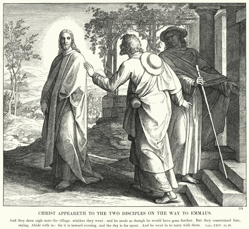 Cristo Aparece a los Dos Discípulos en el Camino a Emaús de Julius (after) Schnorr von Carolsfeld