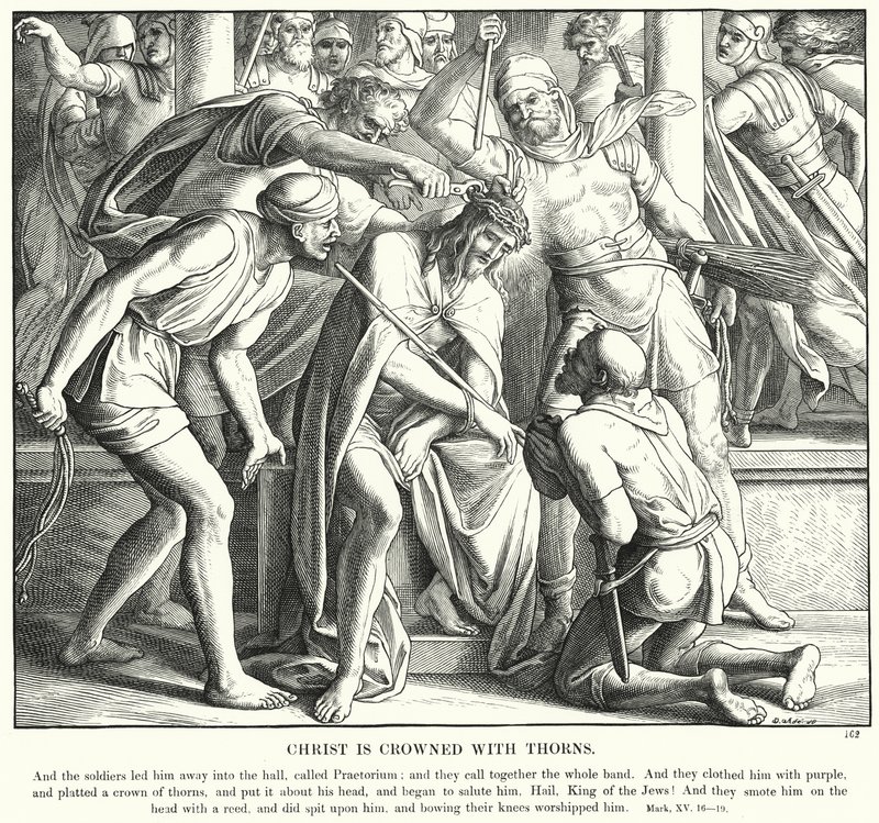 Cristo es coronado con espinas (grabado) de Julius (after) Schnorr von Carolsfeld