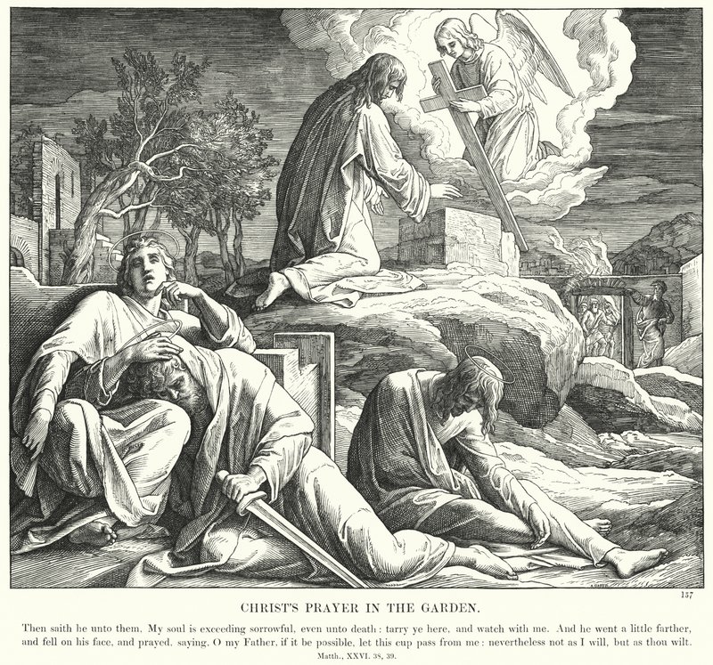 La Oración de Cristo en el Jardín (grabado) de Julius (after) Schnorr von Carolsfeld
