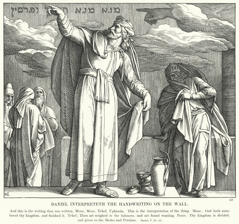 Daniel Interpreta la Escritura en la Pared (grabado) de Julius (after) Schnorr von Carolsfeld