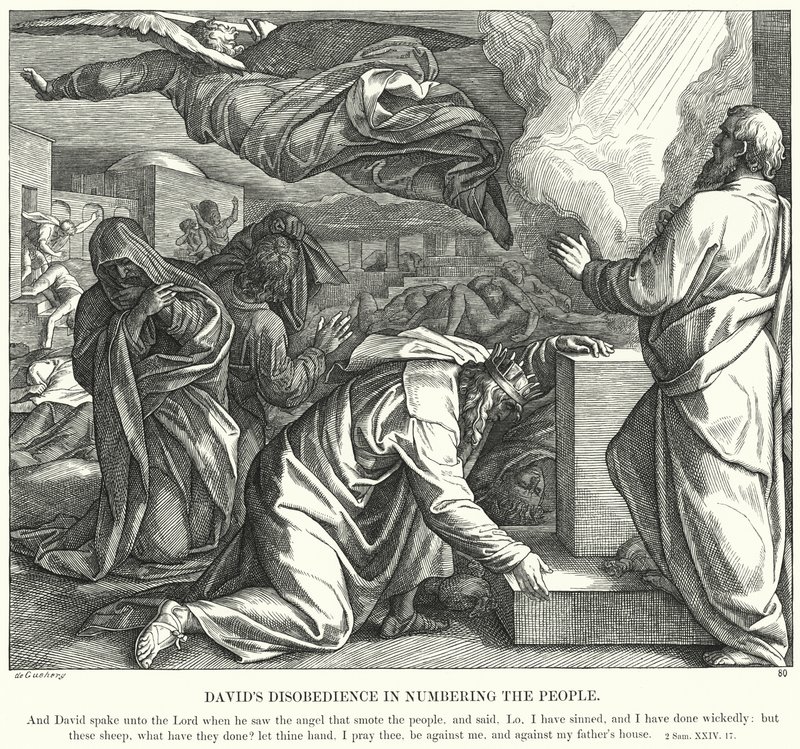 La desobediencia de David al contar al pueblo (grabado) de Julius (after) Schnorr von Carolsfeld