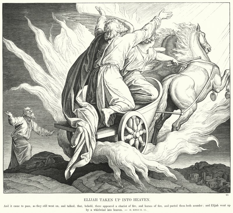 Elías Subiendo al Cielo (grabado) de Julius (after) Schnorr von Carolsfeld