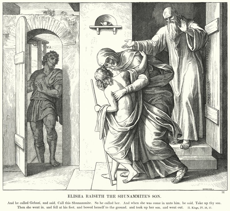 Eliseo Resucita al Hijo de la Sunamita de Julius (after) Schnorr von Carolsfeld