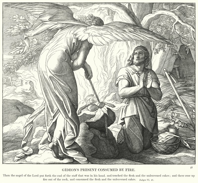 La Ofrenda de Gedeón Consumida por el Fuego de Julius (after) Schnorr von Carolsfeld