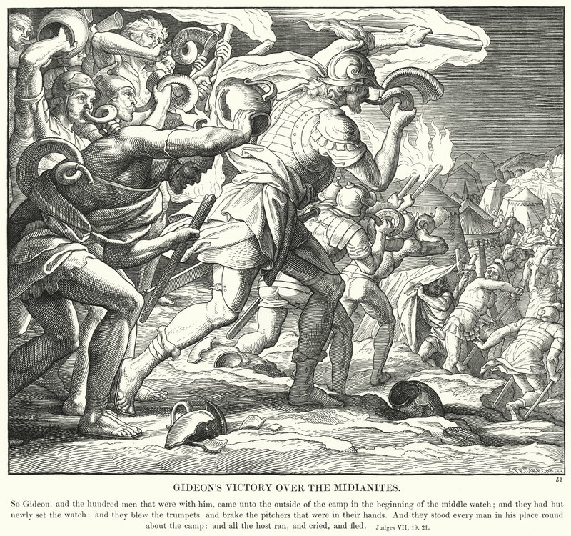 La Victoria de Gedeón sobre los Madianitas de Julius (after) Schnorr von Carolsfeld