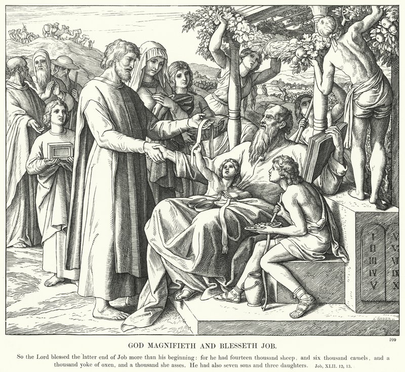 Dios Magnifica y Bendice a Job de Julius (after) Schnorr von Carolsfeld