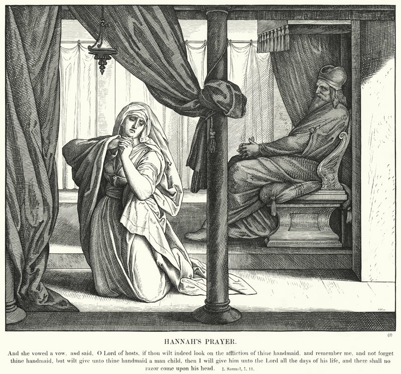La Oración de Ana (grabado) de Julius (after) Schnorr von Carolsfeld