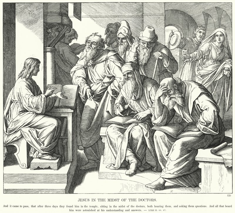 Jesús en medio de los doctores (grabado) de Julius (after) Schnorr von Carolsfeld