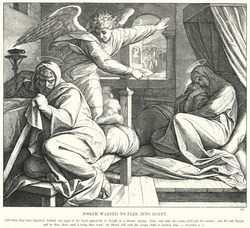José Advertido para Huir a Egipto de Julius (after) Schnorr von Carolsfeld