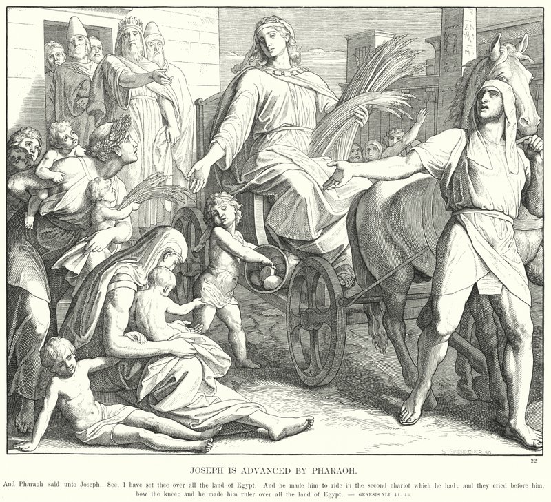 José es Ascendido por el Faraón de Julius (after) Schnorr von Carolsfeld