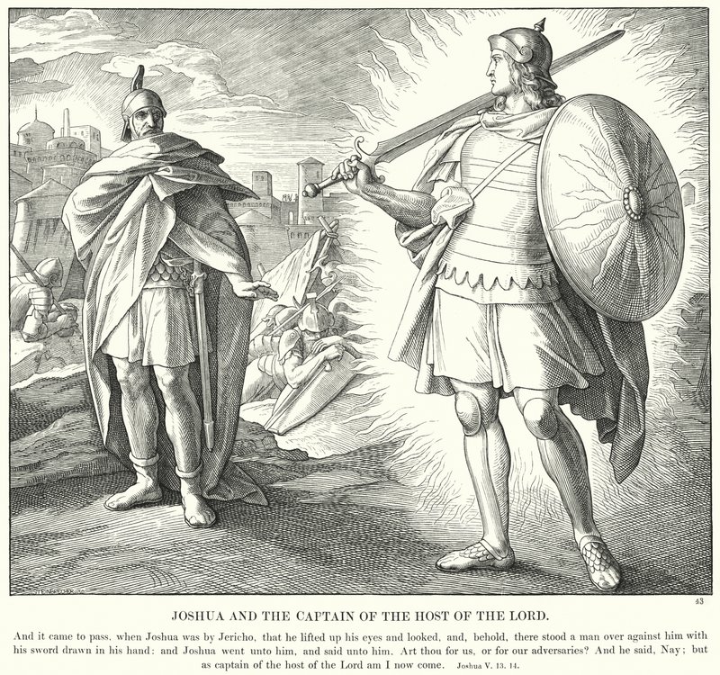 Josué y el Capitán del Ejército del Señor (grabado) de Julius (after) Schnorr von Carolsfeld