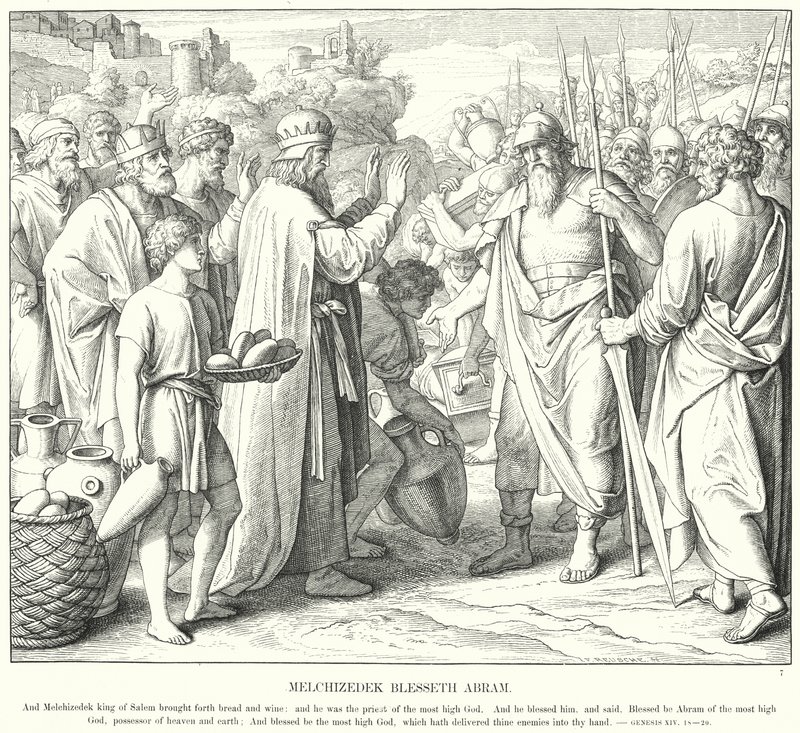 Melquisedec bendice a Abram (grabado) de Julius (after) Schnorr von Carolsfeld