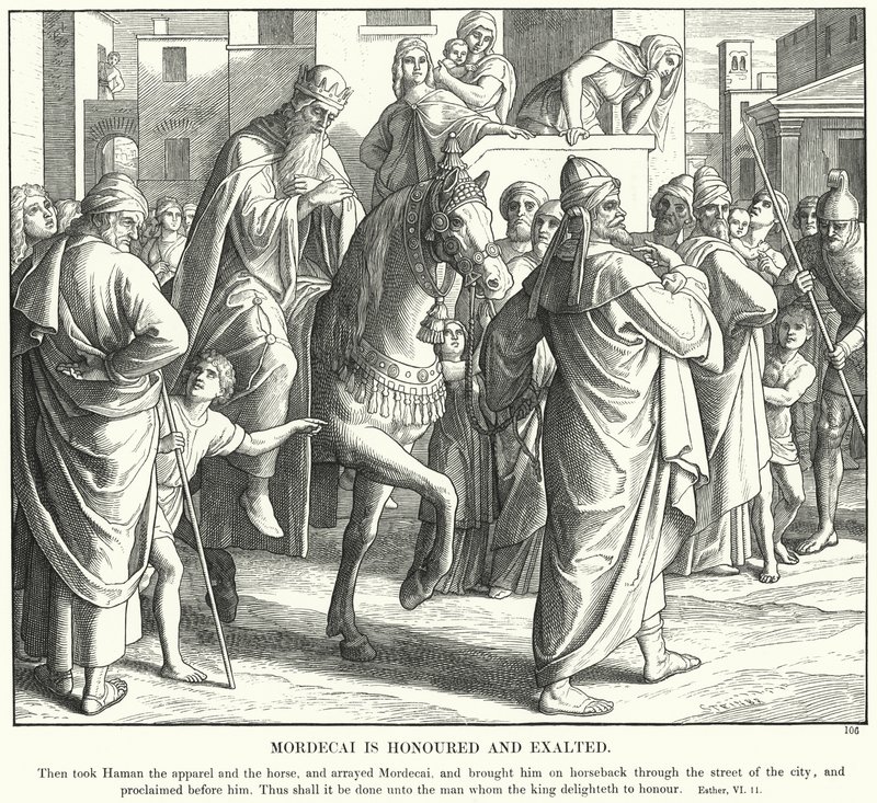 Mardoqueo es Honrado y Exaltado (grabado) de Julius (after) Schnorr von Carolsfeld