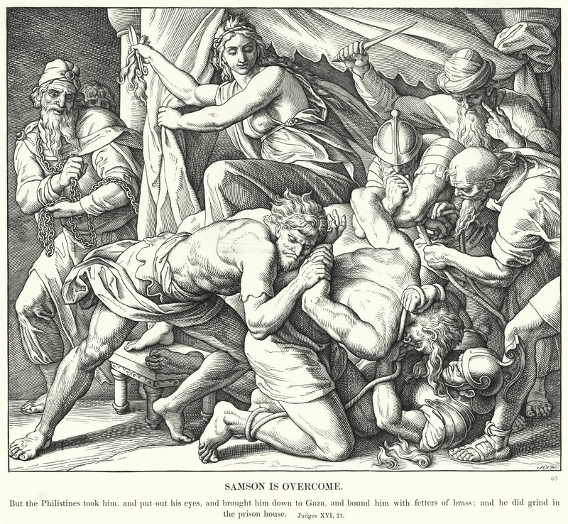 Sansón es Vencido (grabado) de Julius (after) Schnorr von Carolsfeld