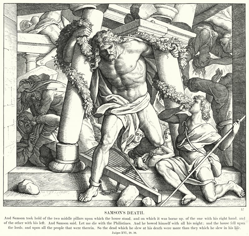 La muerte de Sansón (grabado) de Julius (after) Schnorr von Carolsfeld