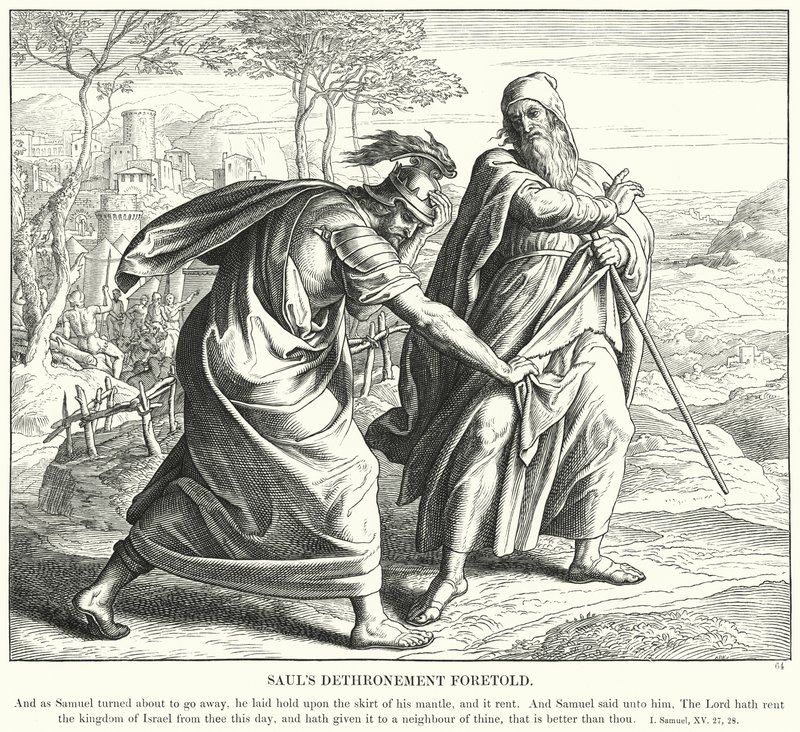 La Dethronización de Saúl Predicha (grabado) de Julius (after) Schnorr von Carolsfeld