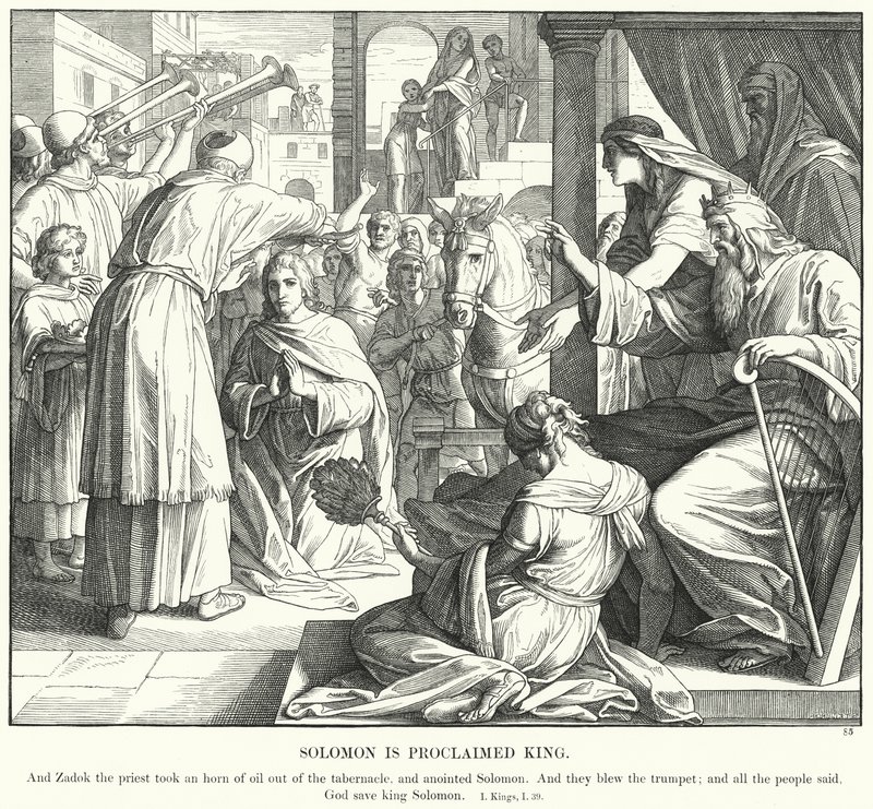 Salomón es proclamado rey (grabado) de Julius (after) Schnorr von Carolsfeld