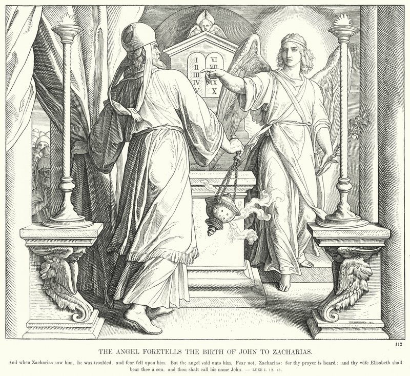 El Ángel Predice el Nacimiento de Juan a Zacarías (grabado) de Julius (after) Schnorr von Carolsfeld
