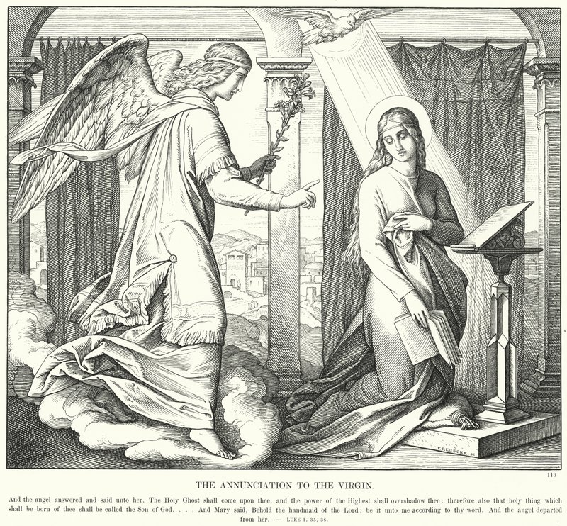 La Anunciación a la Virgen (grabado) de Julius (after) Schnorr von Carolsfeld