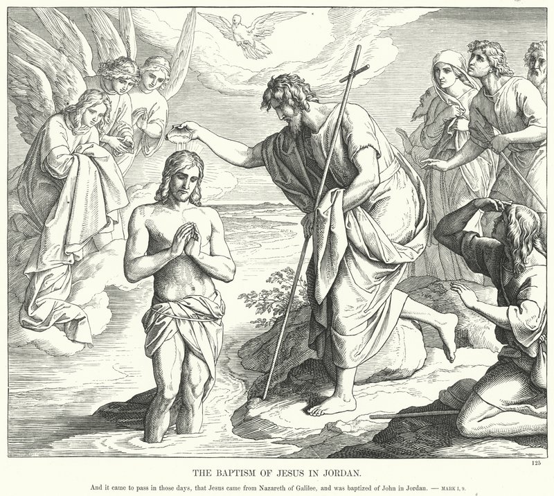 El Bautismo de Jesús en el Jordán de Julius (after) Schnorr von Carolsfeld