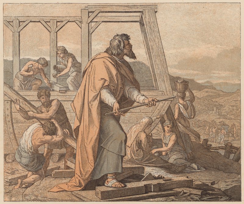 La construcción del Arca, Génesis, VI de Julius (after) Schnorr von Carolsfeld