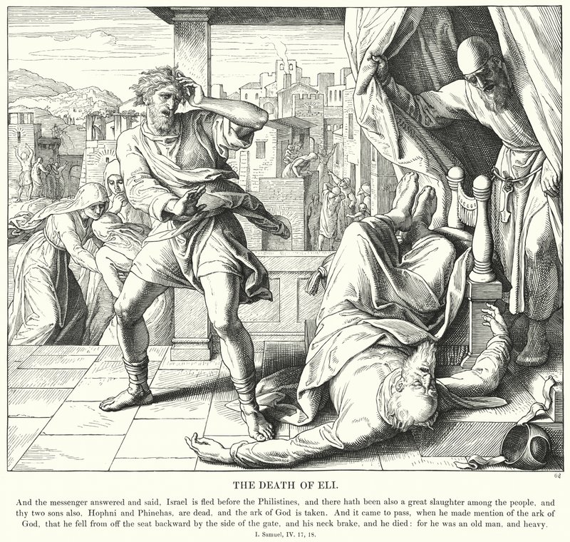 La muerte de Elí (grabado) de Julius (after) Schnorr von Carolsfeld