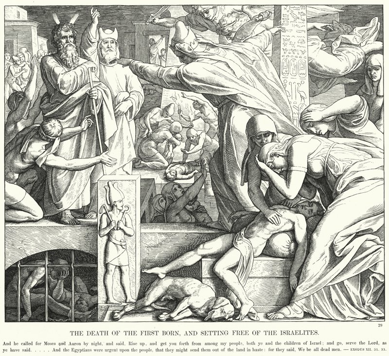La Muerte del Primogénito y la Liberación de los Israelitas (grabado) de Julius (after) Schnorr von Carolsfeld