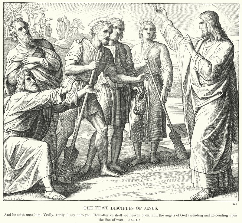 Los Primeros Discípulos de Jesús (grabado) de Julius (after) Schnorr von Carolsfeld