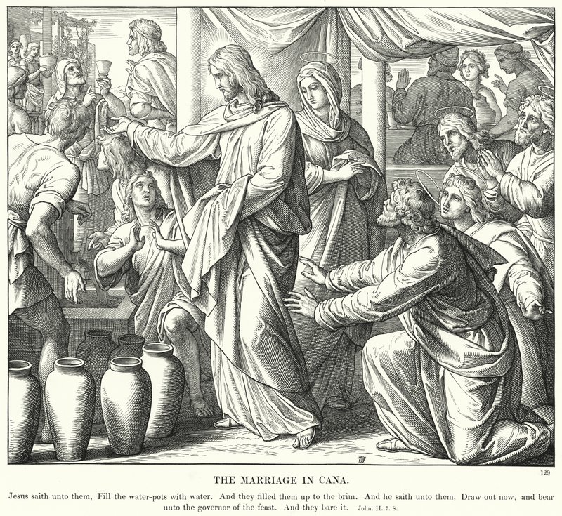 Las bodas de Caná (grabado) de Julius (after) Schnorr von Carolsfeld