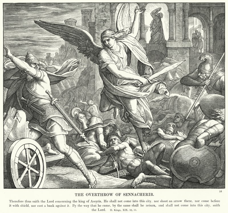 La Derrota de Senaquerib (grabado) de Julius (after) Schnorr von Carolsfeld