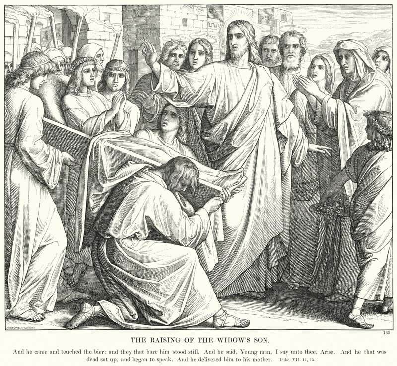 La resurrección del hijo de la viuda de Julius (after) Schnorr von Carolsfeld
