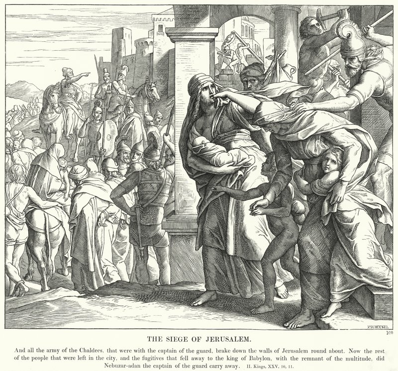 El Asedio de Jerusalén (grabado) de Julius (after) Schnorr von Carolsfeld