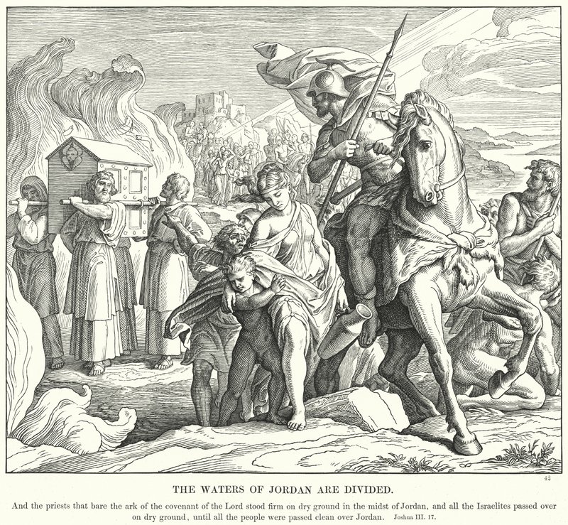 Las Aguas del Jordán se Dividen (grabado) de Julius (after) Schnorr von Carolsfeld