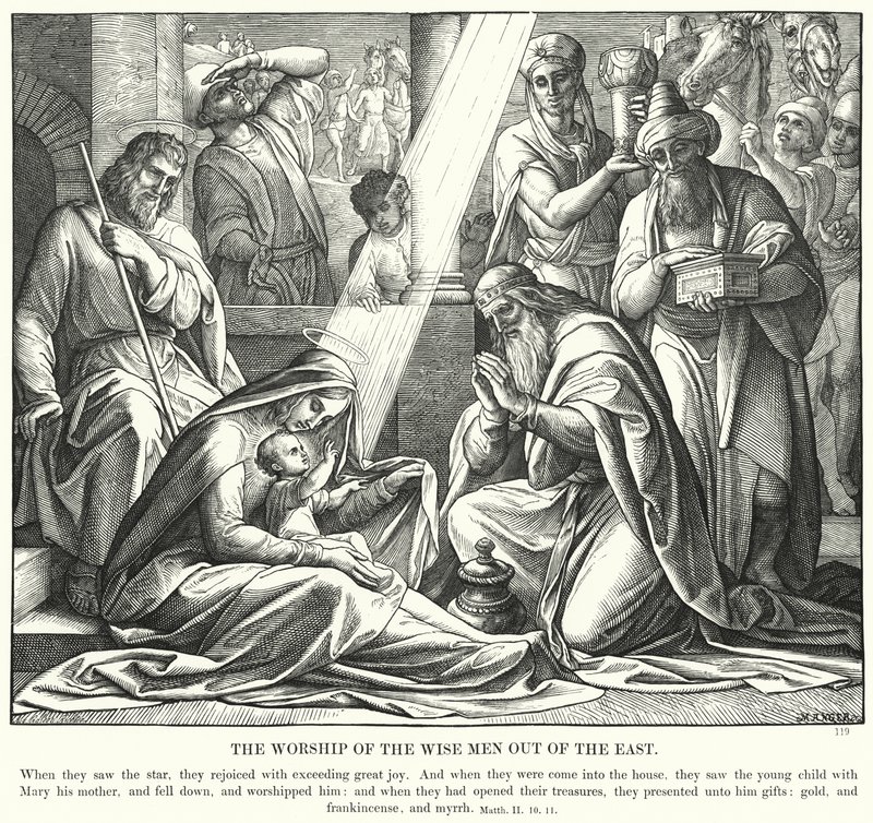 La Adoración de los Sabios del Oriente (grabado) de Julius (after) Schnorr von Carolsfeld